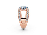 Rose gold Fancy Blue Oval  Solitaire Split Shank Pave Diamond Ring_51
