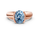 Rose gold Fancy Blue Oval  Solitaire Tension Set Diamond Ring with Wide Band_20