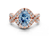 Rose gold Fancy Blue Oval  Solitaire Twist Band Pavé Diamond Engagement Ring_32