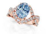 Rose gold Fancy Blue Oval  Solitaire Twist Band Pavé Diamond Engagement Ring_33