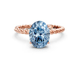 Rose gold Fancy Blue Oval  Solitaire Twist Band Ring with Four-Prong Setting_68