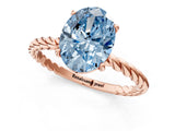 Rose gold Fancy Blue Oval  Solitaire Twist Band Ring with Four-Prong Setting_69