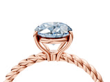 Rose gold Fancy Blue Oval  Solitaire Twist Band Ring with Four-Prong Setting_72