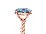 Rose gold Fancy Blue Oval  Solitaire Twist Band Ring with Four-Prong Setting_73