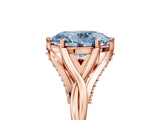 Rose gold Fancy Blue Oval  Solitaire Twist Band Six-Prong Setting 1