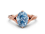 Rose gold Fancy Blue Oval  Solitaire Twist Band Six-Prong Setting 2
