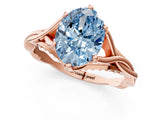 Rose gold Fancy Blue Oval  Solitaire Twist Band Six-Prong Setting 3