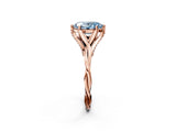 Rose gold Fancy Blue Oval  Solitaire Twist Band Six-Prong Setting 4