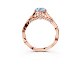 Rose gold Fancy Blue Oval  Solitaire Twist Band Six-Prong Setting 5