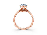 Rose gold Fancy Blue Oval  Solitaire Twist Band with Leaf Prong Setting 4