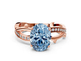 Rose gold Fancy Blue Oval  Solitaire Twist Band with Pavé Accents and Four-Prong Setting_20