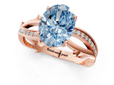 Rose gold Fancy Blue Oval  Solitaire Twist Band with Pavé Accents and Four-Prong Setting_21