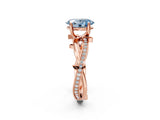 Rose gold Fancy Blue Oval  Solitaire Twist Band with Pavé Accents and Four-Prong Setting_22