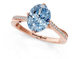Rose gold Fancy Blue Oval  Solitaire Twist Band with Pavé Diamonds and Four-Prong Setting_85
