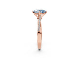 Rose gold Fancy Blue Oval  Solitaire Twist Band with Pavé Diamonds and Four-Prong Setting_86