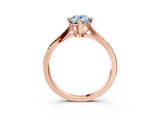 Rose gold Fancy Blue Oval  Solitaire Twist Band with Pavé Diamonds and Four-Prong Setting_87