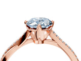 Rose gold Fancy Blue Oval  Solitaire Twist Band with Pavé Diamonds and Four-Prong Setting_88