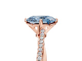 Rose gold Fancy Blue Oval  Solitaire Twist Band with Pavé Diamonds and Four-Prong Setting_89