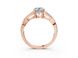 Rose gold Fancy Blue Oval  Solitaire Twist Band with Pavé Setting and Four-Prong Setting_37