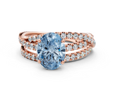 Rose gold Fancy Blue Oval  Solitaire Twist Band with Pavé Setting and Four-Prong Setting_94
