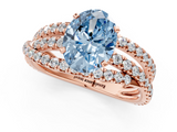 Rose gold Fancy Blue Oval  Solitaire Twist Band with Pavé Setting and Four-Prong Setting_95