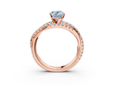 Rose gold Fancy Blue Oval  Solitaire Twist Band with Pavé Setting and Four-Prong Setting_97