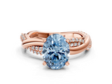 Rose gold Fancy Blue Oval  Solitaire Twist Band with Pave Prong Setting_45