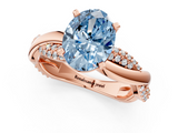 Rose gold Fancy Blue Oval  Solitaire Twist Band with Pave Prong Setting_46