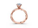 Rose gold Fancy Blue Oval  Solitaire Twist Band with Pave Prong Setting_48