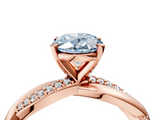 Rose gold Fancy Blue Oval  Solitaire Twist Band with Pave Prong Setting_49