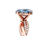 Rose gold Fancy Blue Oval  Solitaire Twist Band with Pave Prong Setting_50