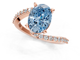 Rose gold Fancy Blue Oval  Solitaire Twist Band with Pave Set Diamonds and Four-Prong Setting_146