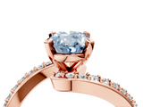 Rose gold Fancy Blue Oval  Solitaire Twist Band with Pave Set Diamonds and Four-Prong Setting_149
