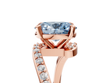 Rose gold Fancy Blue Oval  Solitaire Twist Band with Pave Set Diamonds and Four-Prong Setting_150