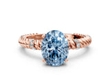 Rose gold Fancy Blue Oval  Solitaire Twisted Band Prong Set Engagement Ring_61