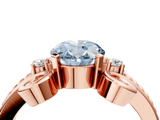 Rose gold Fancy Blue Oval  Solitaire Twisted Band Scroll Prong Ring_7