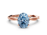 Rose gold Fancy Blue Oval  Solitaire Twisted Band with Bead Prong Setting_375