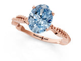 Rose gold Fancy Blue Oval  Solitaire Twisted Band with Bead Prong Setting_376