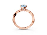 Rose gold Fancy Blue Oval  Solitaire Twisted Band with Bead Prong Setting_378