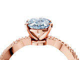 Rose gold Fancy Blue Oval  Solitaire Twisted Band with Bead Prong Setting_379