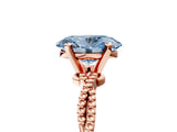 Rose gold Fancy Blue Oval  Solitaire Twisted Band with Bead Prong Setting_380
