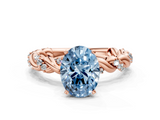 Rose gold Fancy Blue Oval  Solitaire Twisted Band with Pavé Accents and Four-Prong Setting_3