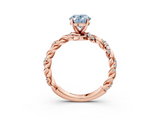 Rose gold Fancy Blue Oval  Solitaire Twisted Band with Pavé Accents and Four-Prong Setting_6