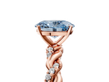 Rose gold Fancy Blue Oval  Solitaire Twisted Band with Pavé Accents and Four-Prong Setting_8