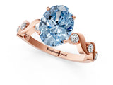 Rose gold Fancy Blue Oval  Solitaire Twisted Band with Prong Setting 1