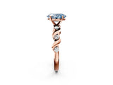Rose gold Fancy Blue Oval  Solitaire Twisted Band with Prong Setting 2