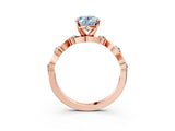 Rose gold Fancy Blue Oval  Solitaire Twisted Band with Prong Setting 3