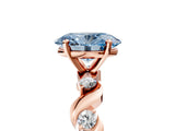 Rose gold Fancy Blue Oval  Solitaire Twisted Band with Prong Setting 5