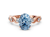 Rose gold Fancy Blue Oval  Solitaire Twisted Band with Prong Setting