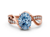 Rose gold Fancy Blue Oval  Solitaire Twisted Band with Prong Setting_3